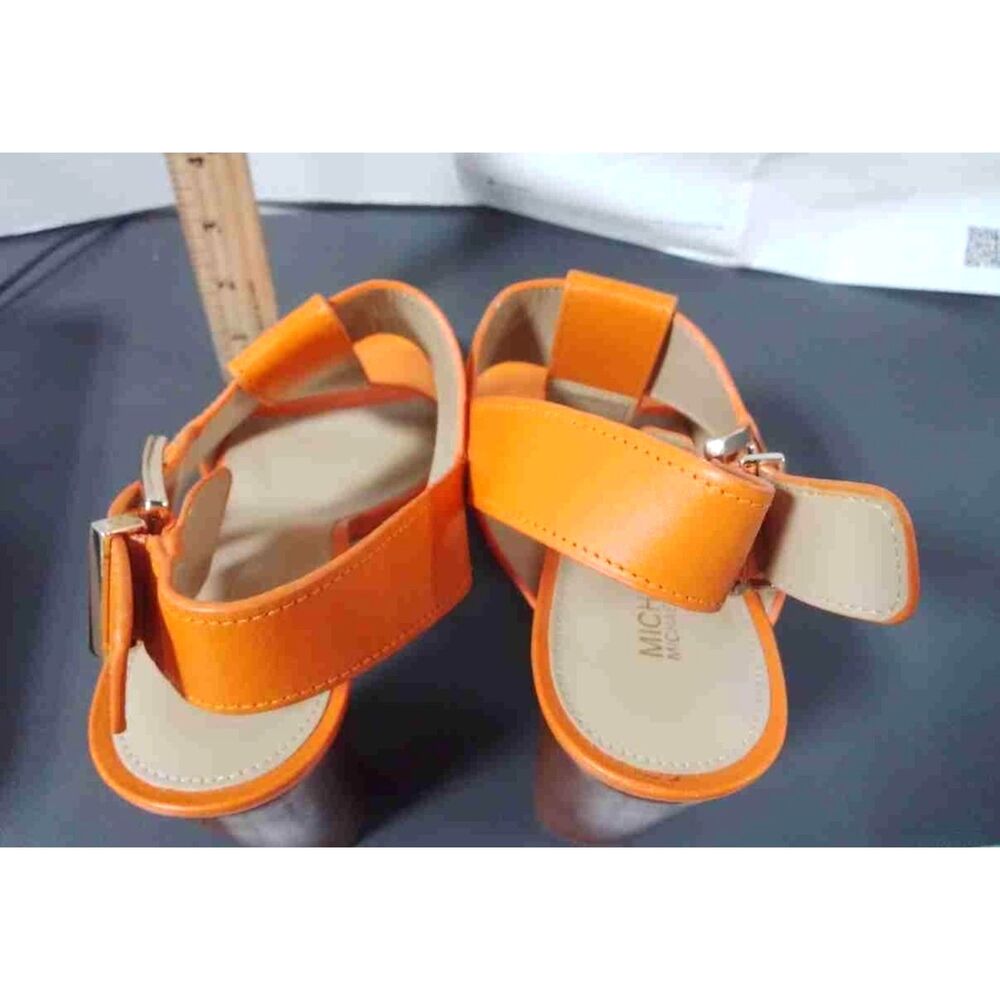 EUC Michael Kors Orange Becker T-Strap Platform Block Heel Sandals Women's 8M - Picture 6 of 7